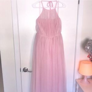 Pink Glinda Halter Tulle Maxi Dress